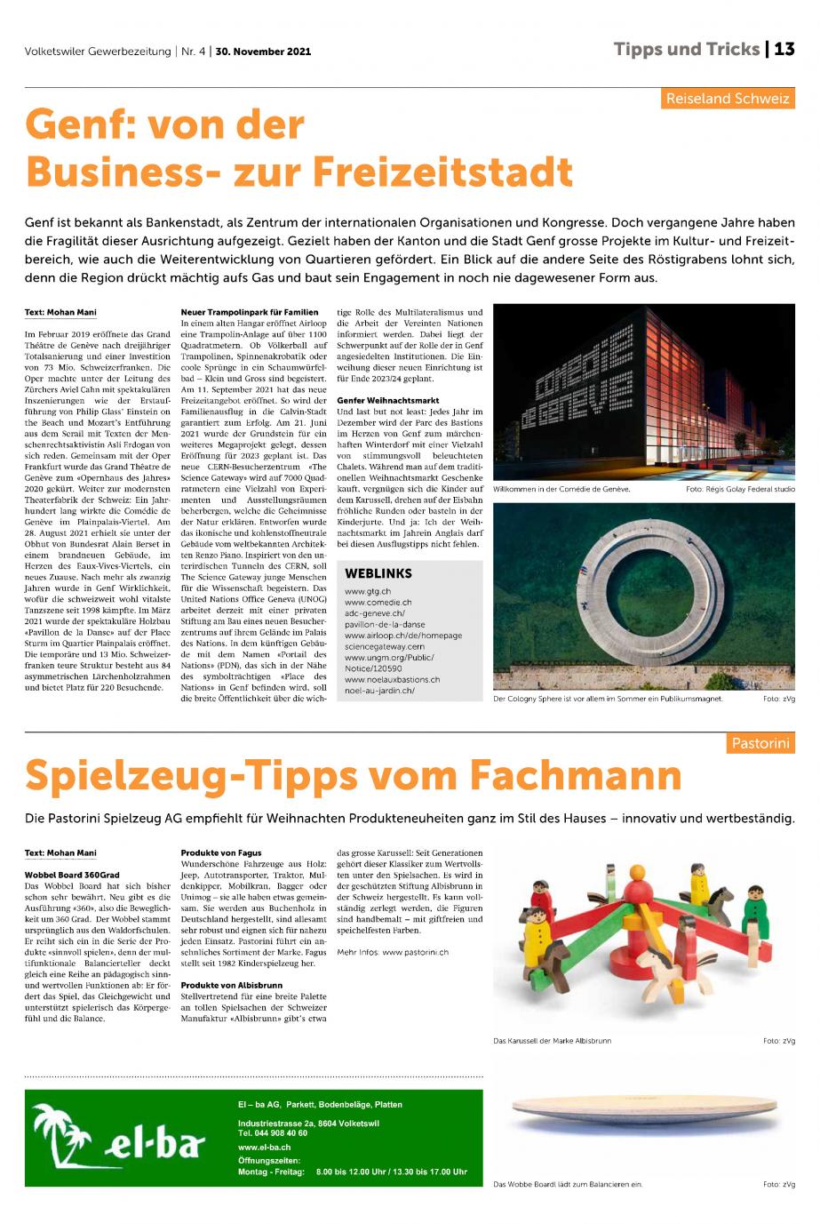 Beitrag Volketswiler Gewerbezeitung vom 30.11.2021