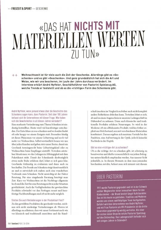 Interview im Familien Spick in der Ausgabe Dezember 2018
