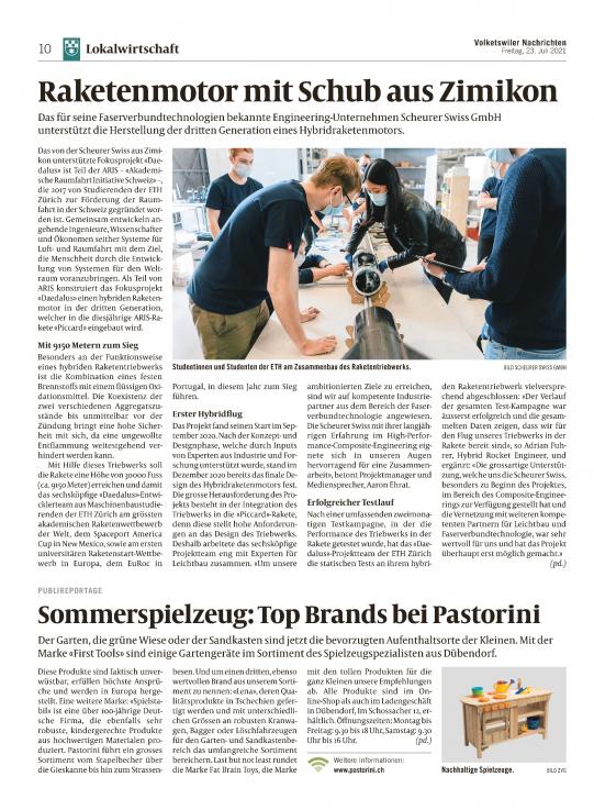 Volketswiler Nachrichten Ausgabe 23. Juli 2021