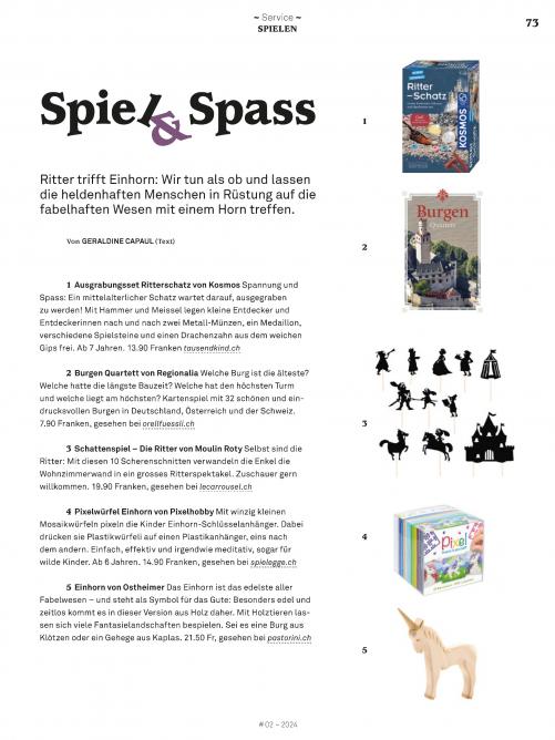 Spielzeugempfehlung Grosseltern Magazin Ausgabe Nr. 2 / 2024